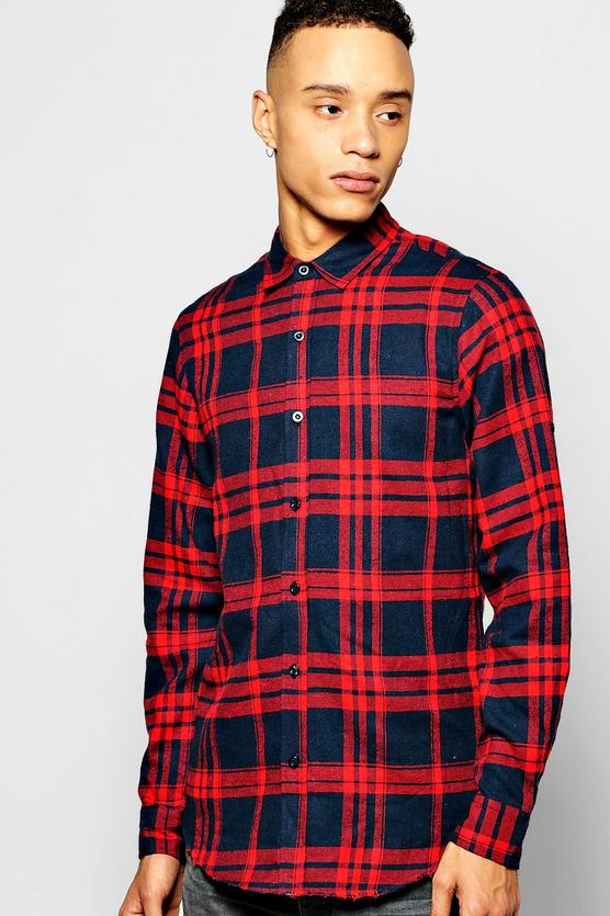 Buffalo Check Shirt With Frayed Hem